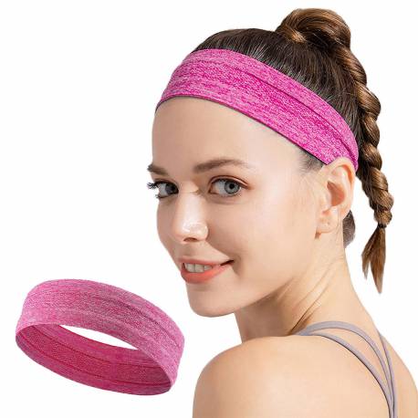 Elastyczna materiałowa opaska na głowę do biegania fitness różowa