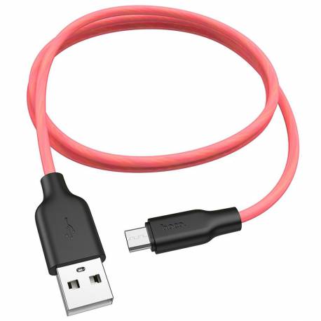 HOCO kabel USB - Micro Plus Silicone X21 1 metr czarno-czerwony.