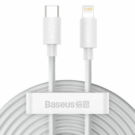 BASEUS kabel Typ C do Apple Lightning 20W Simple Wisdom TZCATLZJ-02 1,5 metra biały 2 sztuki w zestawie