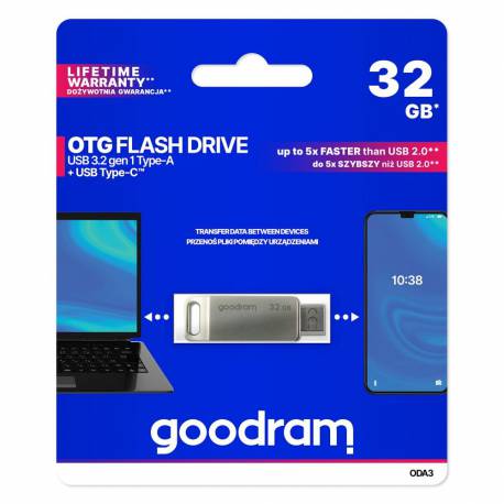 Goodram Oda3 - Pamięć Otg Flash Drive Z Interfejsem Usb A + Usb C 32Gb