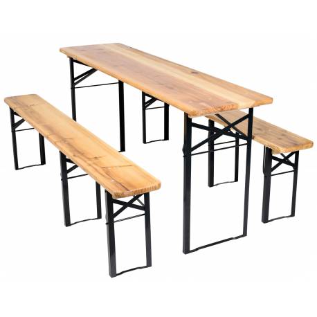 Zestaw Stalowo-Drewniany Stół + 2 Ławki 170 Cm