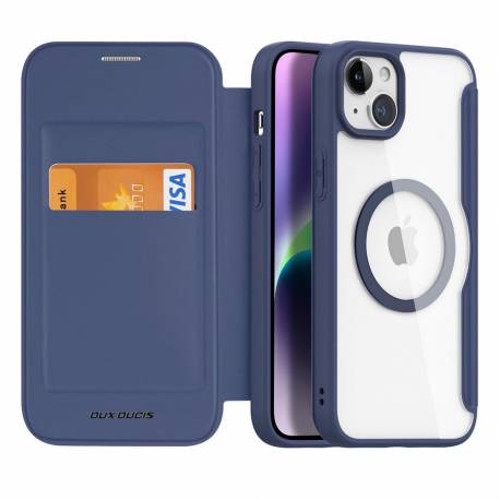 Dux Ducis Skin X Pro - Futerał Z Klapką Kompatybilny Z Magsafe Do Apple Iphone 15 Plus Niebieski