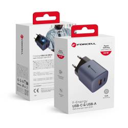 Forcell F-Energy Ładowarka Sieciowa Gan - 33W Z Portami: Usb C I Usb A Z Ładowaniem Pd I Qc 4.0