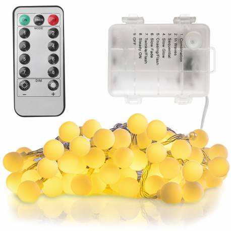 Lampki Świąteczne Choinkowe Led Bubble Ciepła Biel 50 Lampek