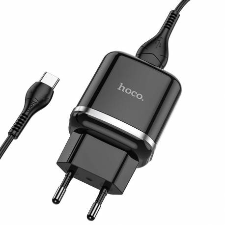 Hoco Ładowarka Sieciowa Usb 3A Qc3.0 Fast Charge Special Single Port Z Kablem Typ C N3 Czarna