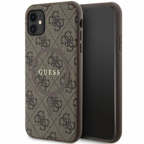 Oryginalne Etui Guess Hardcase Guhmn61G4Gfrw Do Iphone 11 (Magsafe / 4G Ring Classic Logo / Brązowy)