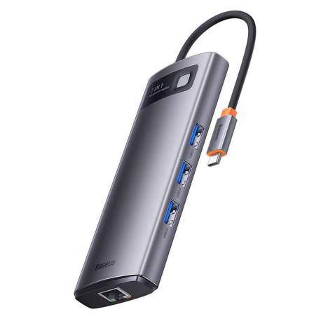 BASEUS HUB adapter przejściówka 7w1 Typ C na 3x USB3.0 / PD / 2x HDMI / RJ45 szary WKWG040113/BS-OH044