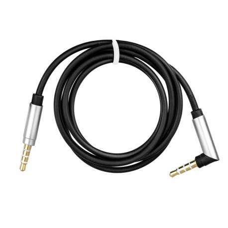 Przewód AUX JACK STEREO 3,5mm czarny 1m pod kątem 90 stopni