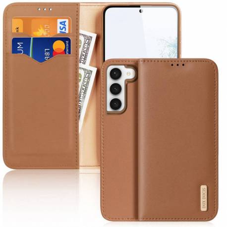 Dux Ducis Hivo - Skórzane Etui Portfelik Do Samsung Galaxy S23 Brązowe