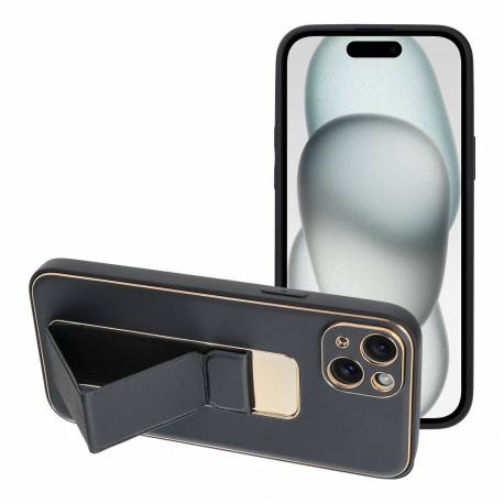 Futerał Leather Case Kickstand Do Iphone 15 Plus Czarny