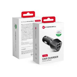 Forcell Carbon Ładowarka Samochodowa Usb Qc 3.0 18W + Usb Qc 3.0 18W Cc50-2A36W Czarny (Total 36W)