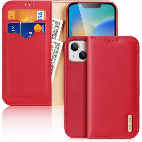 Dux Ducis Hivo - Skórzane Etui Portfelik Do Apple Iphone 15 Plus Czerwone