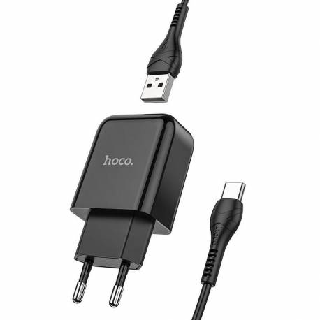 Hoco Ładowarka Sieciowa Usb + Kabel Typ C 2.1A N2 Vigour Czarna