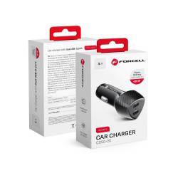 Forcell Carbon Ładowarka Samochodowa Typ C 3.0 Pd20W + Typ C 3.0 Pd20W Cc50-2C Czarna (Total 40W)