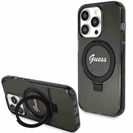 Oryginalne Etui Guess Hardcase Guhmp15Xhrsgsk Do Iphone 15 Pro Max (Kompatybilny Z Magsafe / Glitter Script Logo / Ring Stand /