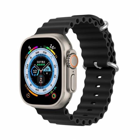 Dux Ducis Ocean Wave - Sportowy Pasek Silikonowy Do Apple Watch 42/44/45Mm Czarny