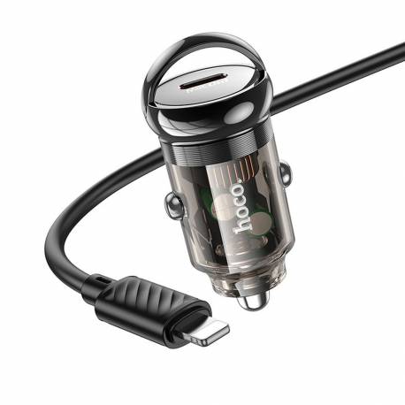 Hoco Ładowarka Samochodowa Typ C + Kabel Typ C Do Apple Lightning 8-Pin Pd 30W Z53 Czarna