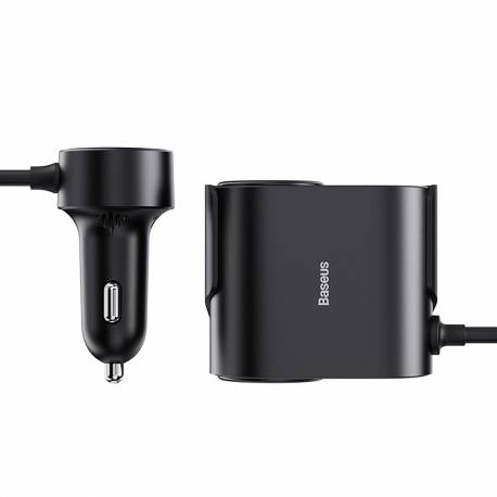 Adapter Baseus High Efficiency Pro 2X Gniazdo Zapalniczki Z Ładowarką Usb-A Usb-C 30W - Czarny