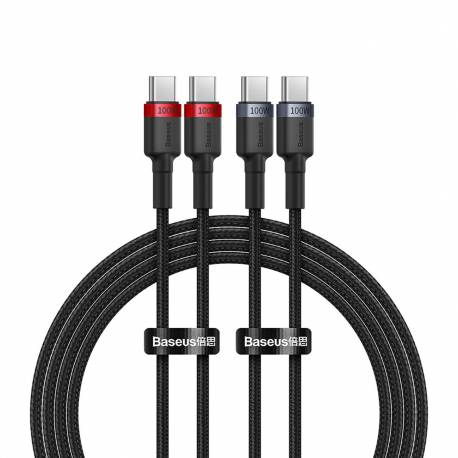 Kabel Baseus Cafule Usb-C / Usb-C 100W 2 M - Czerwono-Czarny I Czarno-Szary (2 Szt.)