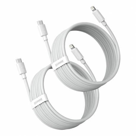 Kabel Baseus Simple Wisdom Lightning / Usb-C 20W 1.5 M 2 Szt. - Biały
