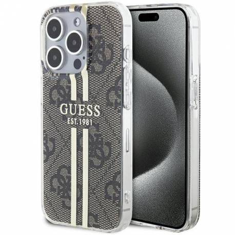 Etui Guess Iml 4G Gold Stripe Na Iphone 15 Pro Max - Brązowe