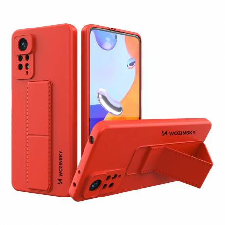 Wozinsky Kickstand Case elastyczne silikonowe etui z podstawką Xiaomi Poco X4 Pro 5G czerwony