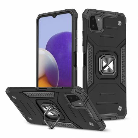 Wozinsky Ring Armor Pancerne Hybrydowe Etui Pokrowiec + Magnetyczny Uchwyt Samsung Galaxy A22 4G Czarny