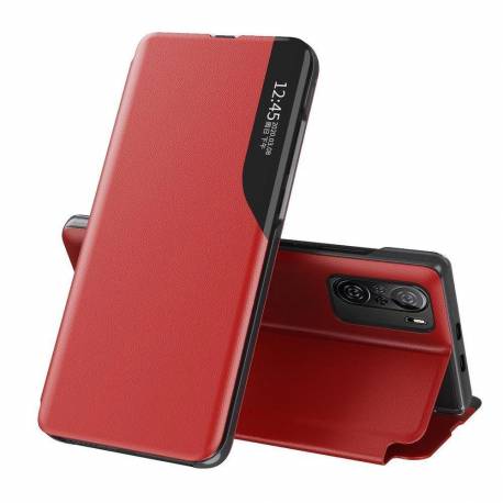 Eco Leather View Case Elegancki Futerał Etui Z Klapką I Funkcją Podstawki Xiaomi Redmi K40 Pro+ / K40 Pro / K40 / Poco F3 Czerwo