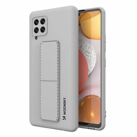 Wozinsky Kickstand Case Silikonowe Etui Z Podstawką Etui Samsung Galaxy A42 5G Szare