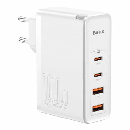 Baseus Gan2 Pro Szybka Ładowarka Sieciowa 100W Usb / Usb Typ C Quick Charge 4+ Power Delivery Biały (Ccgan2P-L02)