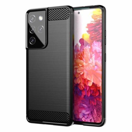 Carbon Case Elastyczne Etui Pokrowiec Samsung Galaxy S21 Ultra 5G Czarny