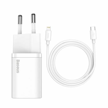 Baseus Super Si 1C Szybka Ładowarka Usb Typ C 20W Power Delivery + Kabel Usb Typ C - Lightning 1M Biały (Tzccsup-B02)