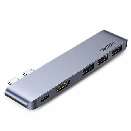 Hub Ugreen 60559 2X Usb-C / Usb-C Pd (Thunderbolt 3, 100W, 4K 60 Hz, 10 Gbps) / Hdmi 4K 30 Hz / 3X Usb 3.0 Do Macbook Pro / Air 