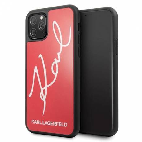 Etui Karl Lagerfeld Signature Glitter Na Iphone 11 Pro - Czerwone
