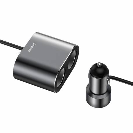 Rozdzielacz Baseus Crdyq-01 2X Gniazdo Zapalniczki 80W 2X Usb-A 3.1A - Srebrny