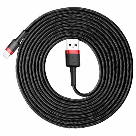 Kabel Baseus Cafule Usb-A / Lightning 2A Qc 3.0 3 M - Czarno-Czerwony
