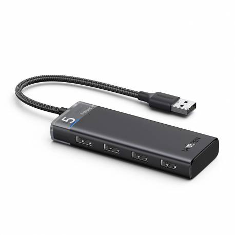 Hub Ugreen Cm653 Z 4 Portami Usb-A I Kablem Zasilającym Usb-A - Czarny