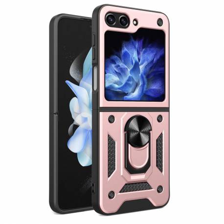 Etui Pancerne Hybrid Armor Camshield Do Z Flip 5 5G Z Osłoną Na Aparat - Różowe