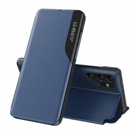 Eco Leather View Case Etui Do Samsung Galaxy S23 Ultra Z Klapką Podstawka Niebieskie