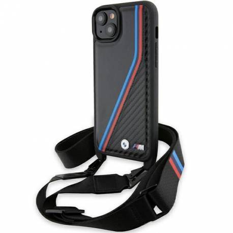 Etui Bmw M Edition Carbon Tricolor Lines & Strap Na Iphone 15 Plus / 14 Plus - Czarne