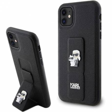Etui Karl Lagerfeld Gripstand Saffiano Karl&choupette Pins Na Iphone 11 / Xr - Czarne