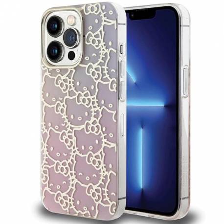 Etui Hello Kitty Iml Gradient Electrop Crowded Kitty Head Na Iphone 13 Pro / 13 - Różowe