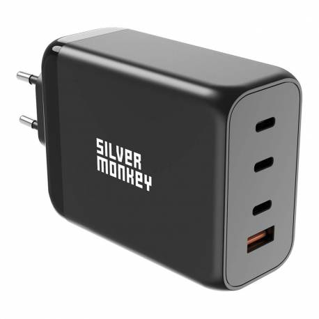 Ładowarka Gan Silver Monkey Sma153 200W 3Xusb-C Pd Usb-A Qc 3.0 - Czarna
