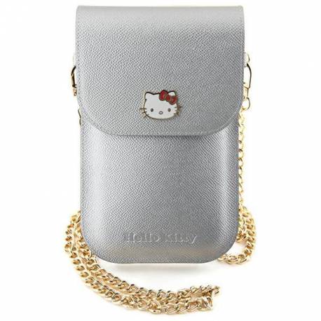 Torebka Hello Kitty Leather Metal Logo Chain - Srebrna