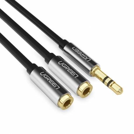 Kabel Słuchawkowy Ugreen Av123 Minijack 3.5 Mm (Męski) - 2X Minijack 3.5Mm (Żeński) - Czarny