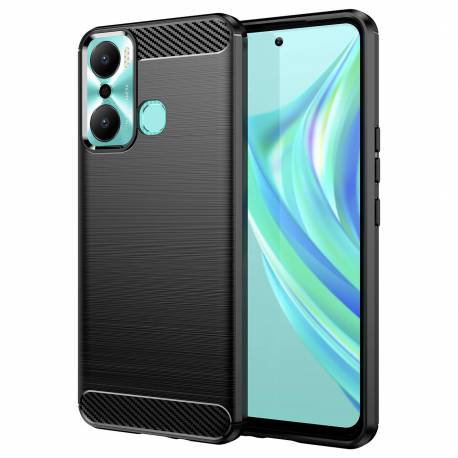 Carbon Case etui do Infinix Hot 20 Play elastyczny silikonowy karbonowy pokrowiec czarne