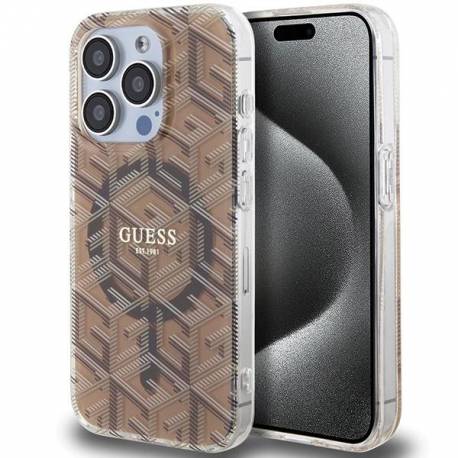 Etui Guess Iml Gcube Magsafe Na Iphone 15 Pro - Brązowe