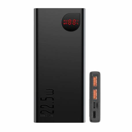 Baseus Adaman Metal powerbank z szybkim ładowaniem 10000mAh 22.5W (Overseas Edition 2021) czarny + kabel USB-A - USB-C 3A 0.3m c