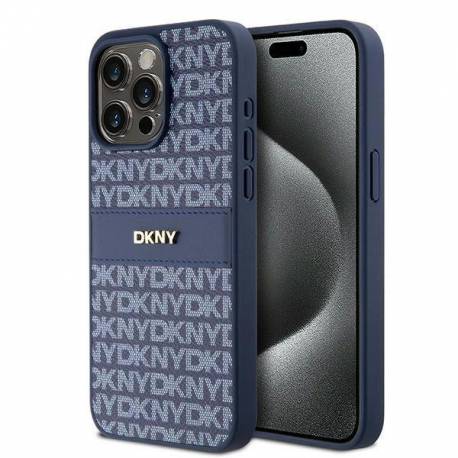 Etui Dkny Leather Mono Stripe & Metal Logo Na Iphone 15 Pro Max - Niebieskie