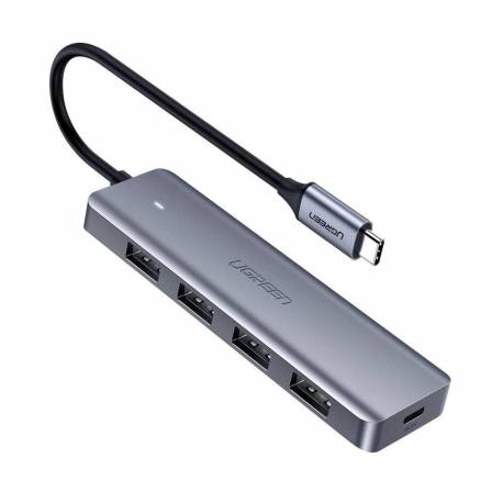 Ugreen rozdzielacz HUB USB - 4x USB 3.2 Gen 1 z portem zasilania micro USB szary (CM219 70336)